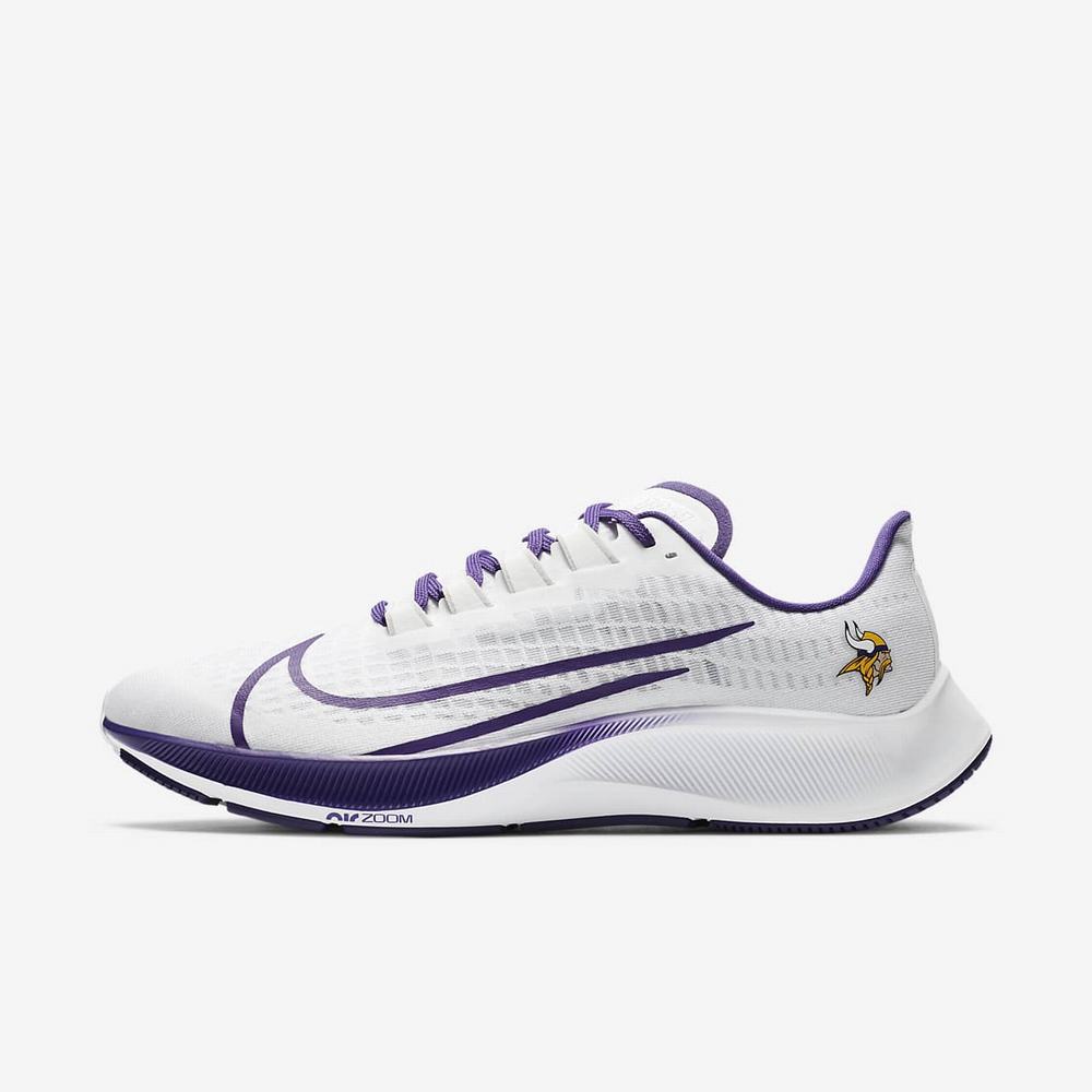 Chaussure De Running Nike Air Zoom Pegasus 37 (Minnesota Vikings) Blanche 1924-385 White/Pure Platinum/White/Court Purple Homme | SPR-17045705